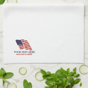 Patriotic Fourth of July American USA Flag Custom Kitchen Towel