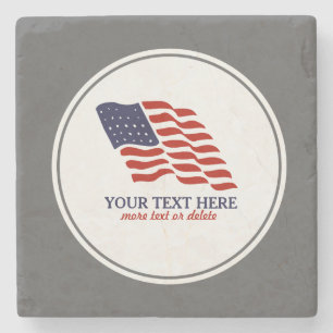 Patriotic Fourth of July American USA Flag Custom Stone Coaster