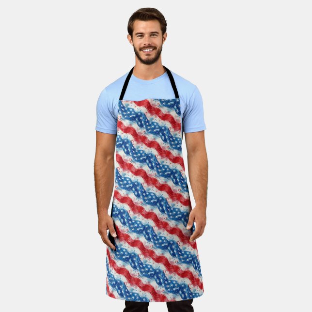 Patriotic Fourth of July Chef Grillmaster Apron (Worn)