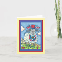 PATRIOTIC FOURTH OF JULY SHEEP, FUNNY FOLK Blank