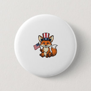 Patriotic Fox Vintage Engraving Shirt Design_1 2 Inch Round Button