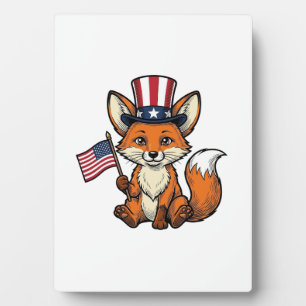 Patriotic Fox Vintage Engraving Shirt Design_1 Plaque