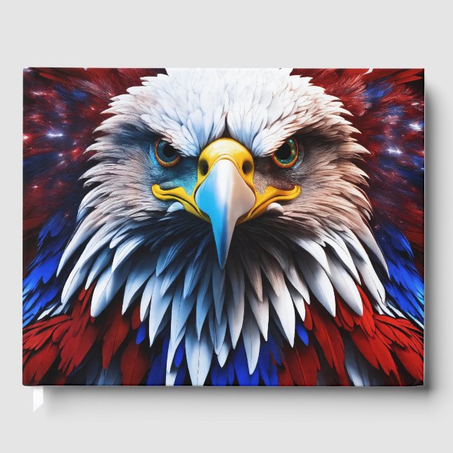 Patriotic Fractal Eagles Tee Guest Book (Front)