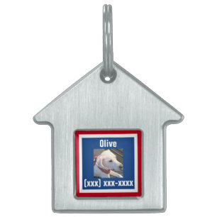 Patriotic Frame Add Photo Name and Phone Number Pet ID Tag
