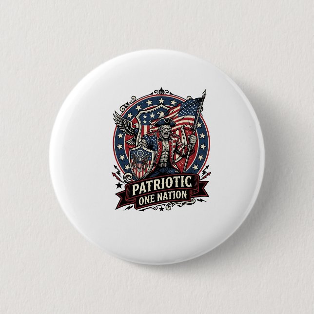 Patriotic Frankenstein Freedom Brute Horror Monste 2 Inch Round Button (Front)