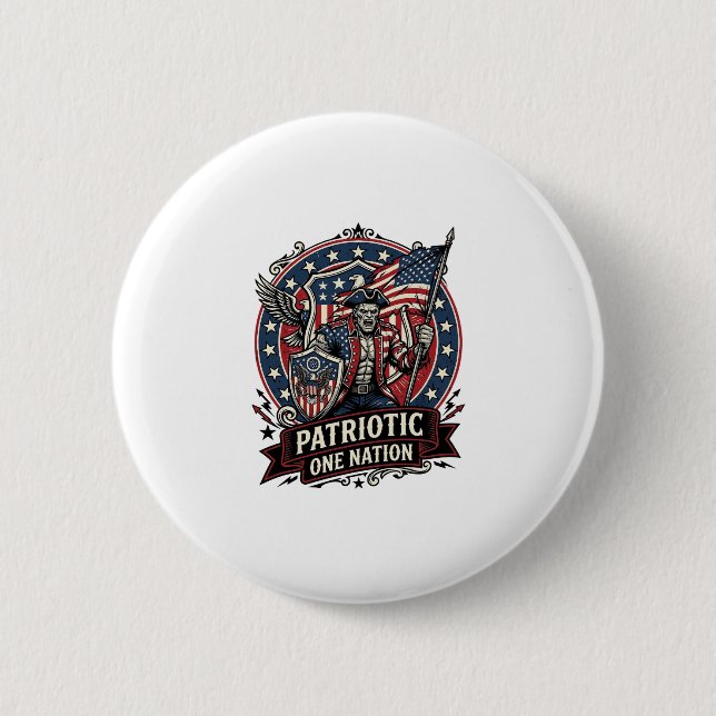 Patriotic Frankenstein Freedom Brute Horror Monste 2 Inch Round Button (Front)