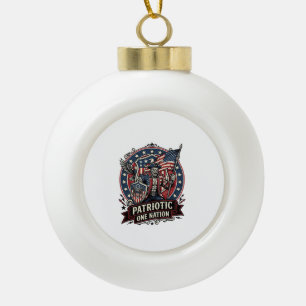 Patriotic Frankenstein Freedom Brute Horror Monste Ceramic Ball Christmas Ornament