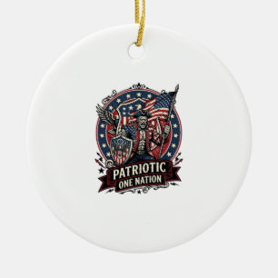Patriotic Frankenstein Freedom Brute Horror Monste Ceramic Ornament