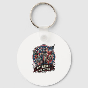 Patriotic Frankenstein Freedom Brute Horror Monste Keychain