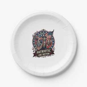 Patriotic Frankenstein Freedom Brute Horror Monste Paper Plate