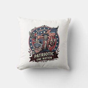 Patriotic Frankenstein Freedom Brute Horror Monste Throw Pillow