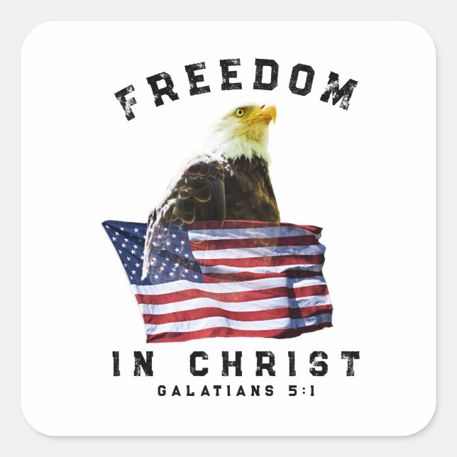 Patriotic Freedom Christian  Square Sticker (Front)