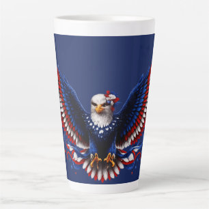 Patriotic Freedom Eagle Wings – Red White Blue Ame Latte Mug