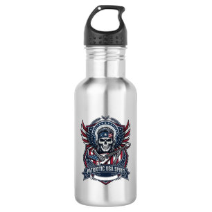 Patriotic Freedom Guitarist Skull Music Rock Metal 532 Ml Water Bottle