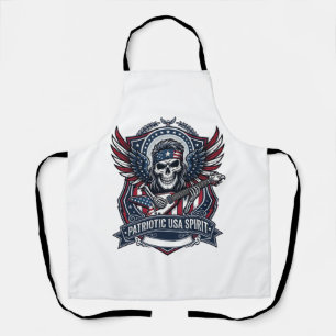 Patriotic Freedom Guitarist Skull Music Rock Metal Apron