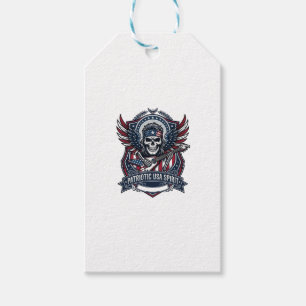 Patriotic Freedom Guitarist Skull Music Rock Metal Gift Tags