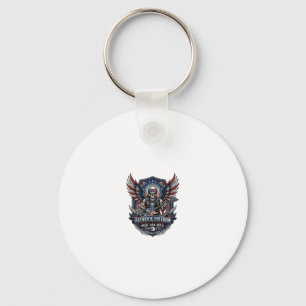 Patriotic Freedom Guitarist Skull Music Rock Metal Keychain