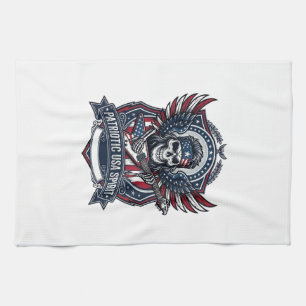 Patriotic Freedom Guitarist Skull Music Rock Metal Kitchen Towel