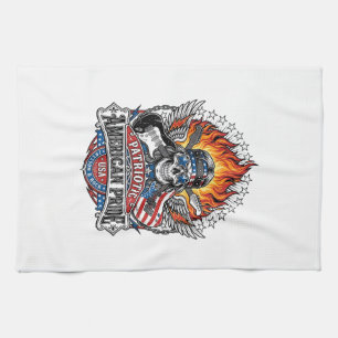 Patriotic Freedom Guitarist Skull Music Rock Metal Kitchen Towel