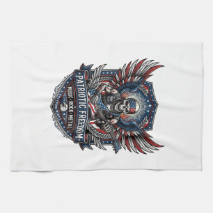 Patriotic Freedom Guitarist Skull Music Rock Metal Kitchen Towel