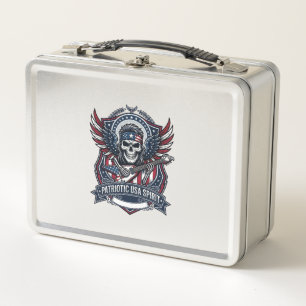 Patriotic Freedom Guitarist Skull Music Rock Metal Lunch Box