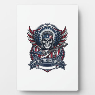 Patriotic Freedom Guitarist Skull Music Rock Metal Plaque