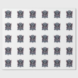 Patriotic Freedom Guitarist Skull Music Rock Metal Wrapping Paper