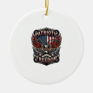 Patriotic Freedom Handlebars Biker Road Freedom Pa Ceramic Ornament