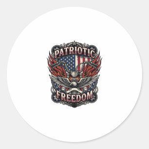 Patriotic Freedom Handlebars Biker Road Freedom Pa Classic Round Sticker
