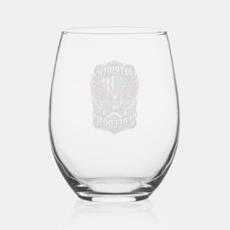 Patriotic Freedom Handlebars Biker Road Freedom Pa Stemless Wine Glass