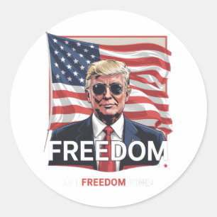 Patriotic Freedom Let Freedom Ring Classic Round Sticker