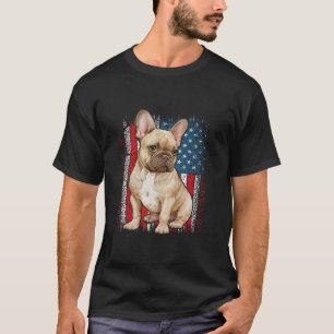 Patriotic french bulldog AMERICAN FLAG 4th of July T-Shirt