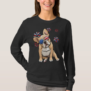 Patriotic French Bulldog Dog American Usa Flag 4th T-Shirt