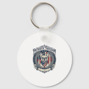 Patriotic French Bulldog Vector Graphic Tee_1 Keychain