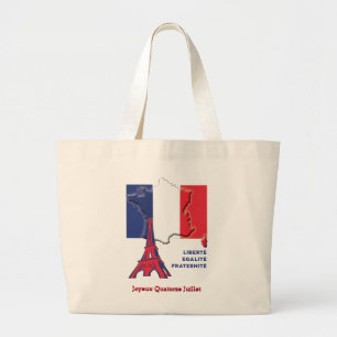 Patriotic French Flag BASTILLE DAY Large Tote Bag