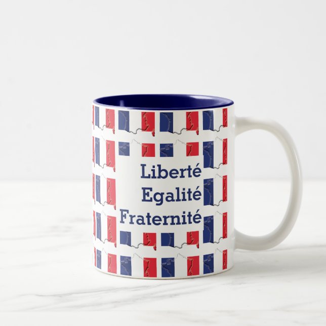 Patriotic FRENCH FLAG Liberté Egalité Fraternité Two-Tone Coffee Mug (Right)
