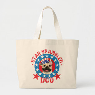 Patriotic Frenchie Large Tote Bag