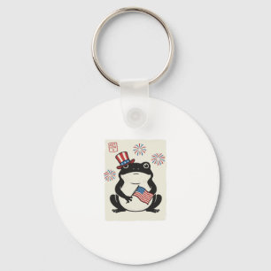 Patriotic Frog Vintage Engraving Vector Art_1 Keychain
