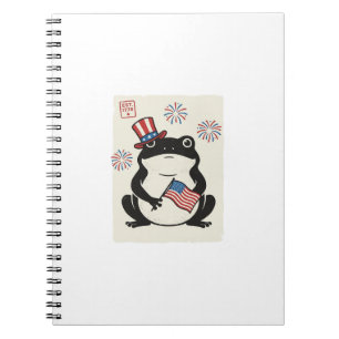 Patriotic Frog Vintage Engraving Vector Art_1 Notebook