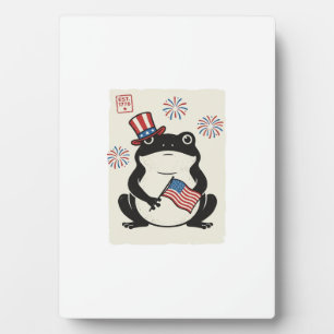 Patriotic Frog Vintage Engraving Vector Art_1 Plaque