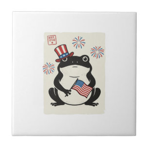 Patriotic Frog Vintage Engraving Vector Art_1 Tile