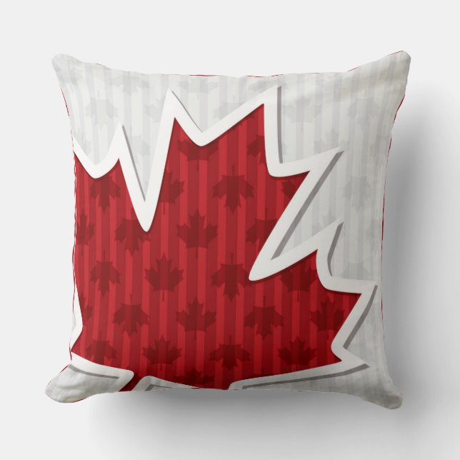 Patriotic Fun Canada Maple Leaf Throw Pillow (Front)