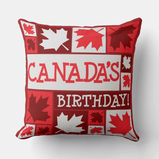 Patriotic Fun Canada Maple Leaf Throw Pillow (Front)