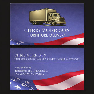 Patriotic Furniture Delivery Truck Driver Trucking Business Card