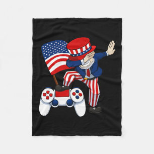 Patriotic Gamer 4th Of July Video-game Controller Fleece Blanket