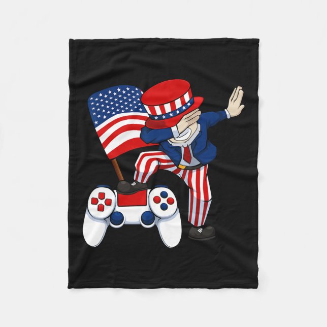 Patriotic Gamer 4th Of July Video-game Controller  Fleece Blanket (Front)