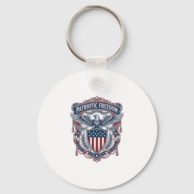 Patriotic Garden Flag Style Vector Graphic Tee_1 Keychain (Front)