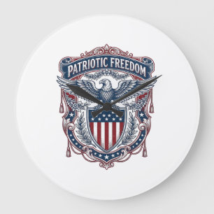 Patriotic Garden Flag Style Vector Graphic Tee_1 Large Clock
