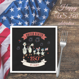Patriotic Geese Family US 250 Years of Liberty  Napkin