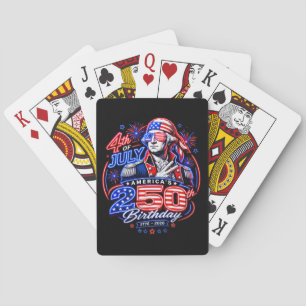 Patriotic George Washington Fireworks Design Playing Cards